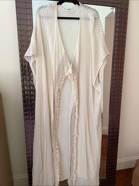Free People Ivory Open-Knit Lightweight Sweater